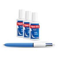 Tipp-Ex Rapid Korrekturfluid Weiß 25 ml 3 Stück + BIC 4 Farben Kugelschreiber gratis