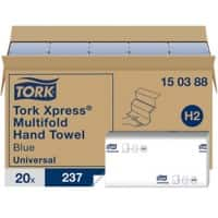 Tork Xpress Multifold Universal Falthandtücher H2 Blau 2-lagig 150388 20 Stück à 237 Blatt