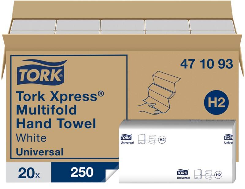Tork Xpress Universal  Papierhandtücher H2 Weiß 1-lagig 471093 20 Stück à 250 Blatt