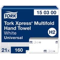 Tork Xpress Multifold Universal Falthandtücher H2 Weiß 2-lagig 150300 21 Stück à 160 Blatt