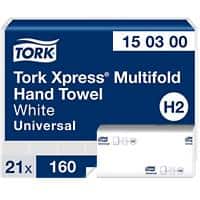 Tork Xpress Multifold Universal Falthandtücher H2 Weiß 2-lagig 150300 21 Stück à 160 Blatt