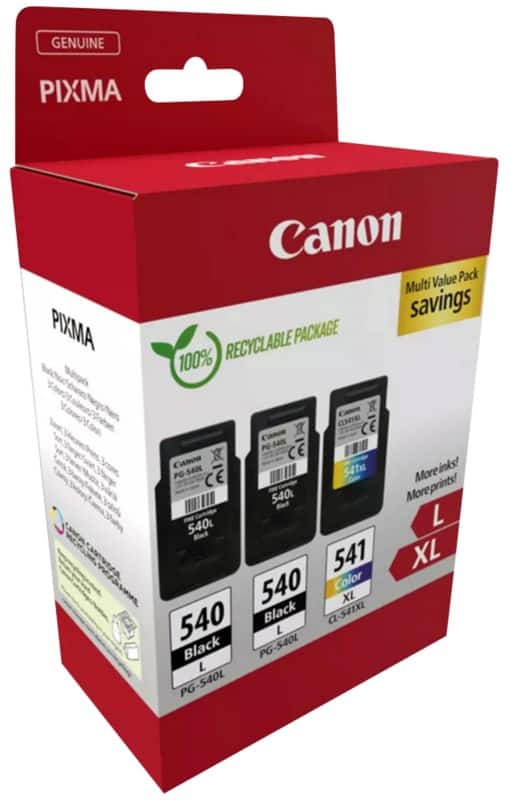 Canon PG-540L & CL-541XL Original Tintenpatrone Schwarz, Cyan, Magenta, Gelb Multipack 3 Stück