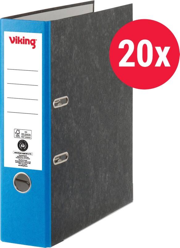 Viking Ordner Breit A4 80 mm Dunkelblau, Schwarz 2 Ringe Pappkarton Wolkenmarmor Hochformat 20 Stück