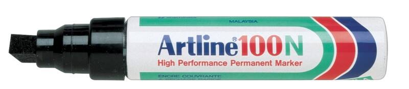 Artline 100N Permanentmarker Extra Breit Keilspitze 7,5 - 12,0 mm Schwarz Nachfüllbar Wasserbeständig 12 Stück