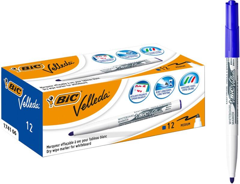 BIC 1741 Non-permanent Whiteboard-Marker Blau Mittel Rundspitze 1 -   51% Recycelt 12 Stück