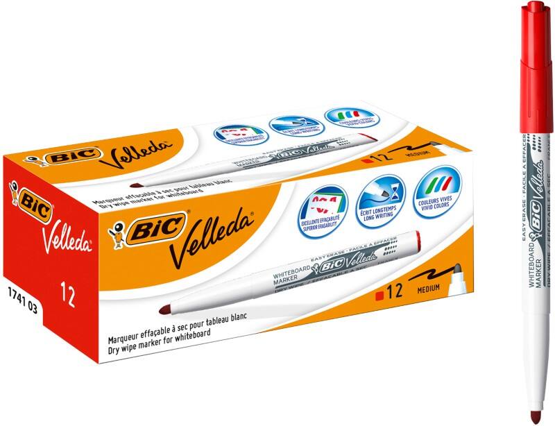 BIC 1741 Non-permanent Whiteboard-Marker Rot Mittel Rundspitze 1 -   51% Recycelt 12 Stück