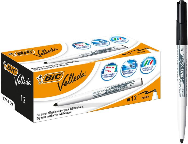 BIC 1741 Non-permanent Whiteboard-Marker Schwarz Mittel Rundspitze 1 -   51% Recycelt 12 Stück