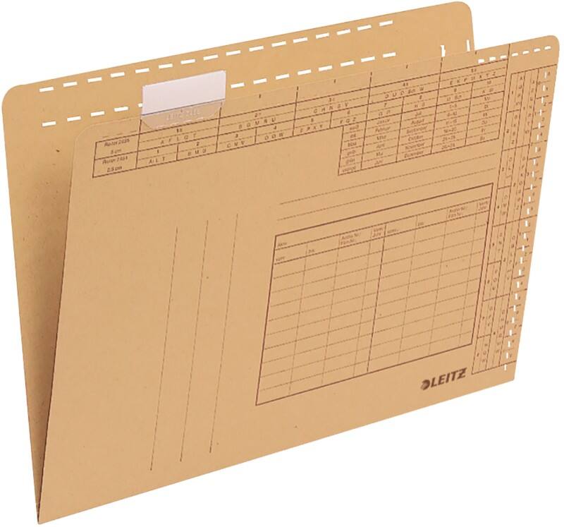 Leitz Einstellmappen 2435 Für Vollsichtreiter A4 Mit Organisationsdruck 250 g/m² Naturbraun 100% Recycelter Natron-Karton 31,5 x 23 cm 100 Stück