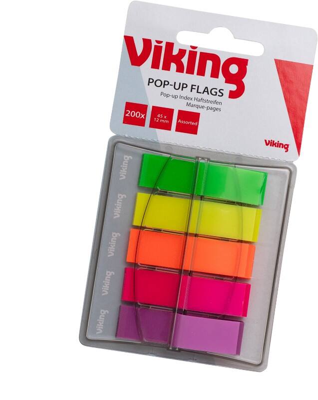 Viking Haftmarker Rechteckig 1,2 x 7 x 4,5 cm Färbig sortiert Pop Up 5 Stück à 40 Streifen