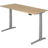 Hammerbacher Sitz- und Stehschreibtisch Elektisch XBHM Rechteckig Eiche, Silber 1.800 x 800 x 720 x 65 - 130 mm