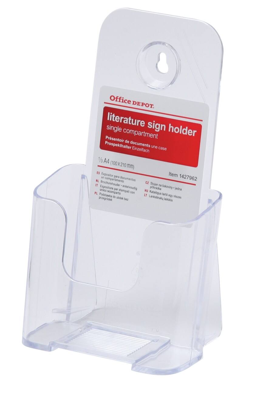 Office Depot Portrait Prospekthalter einstufig A4 Transparenter Kunststoff 113 x 80 x 207mm