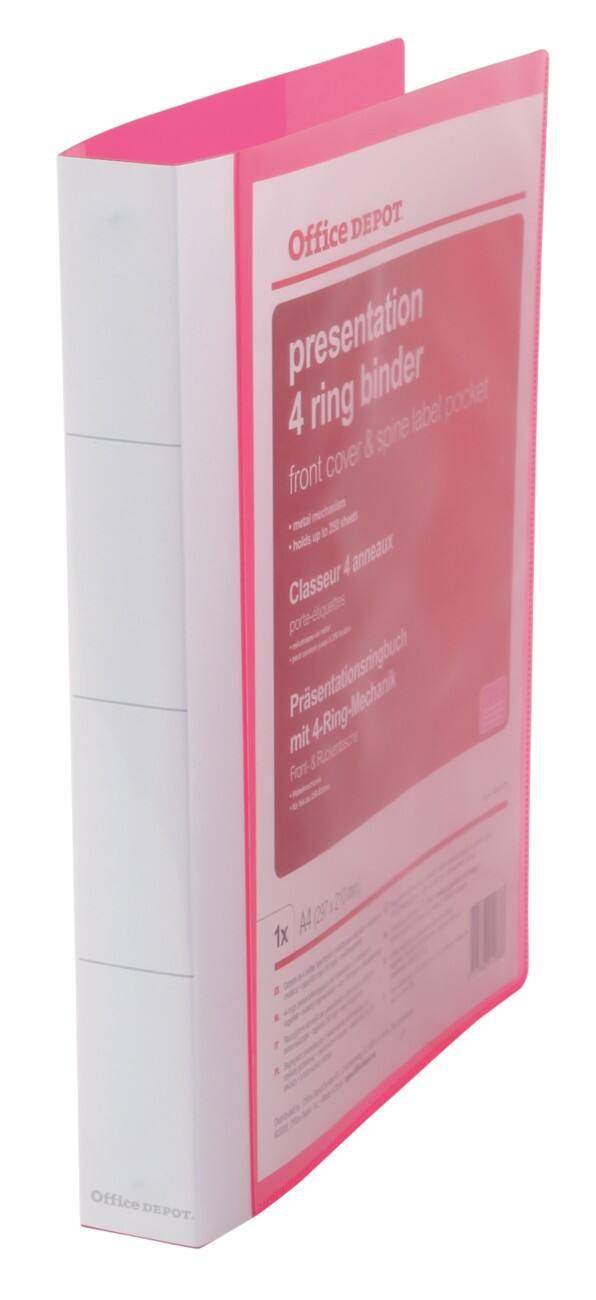 Präsentations-Ringbuch Polypropylen DIN A4 4 Ringe 25 mm Pink