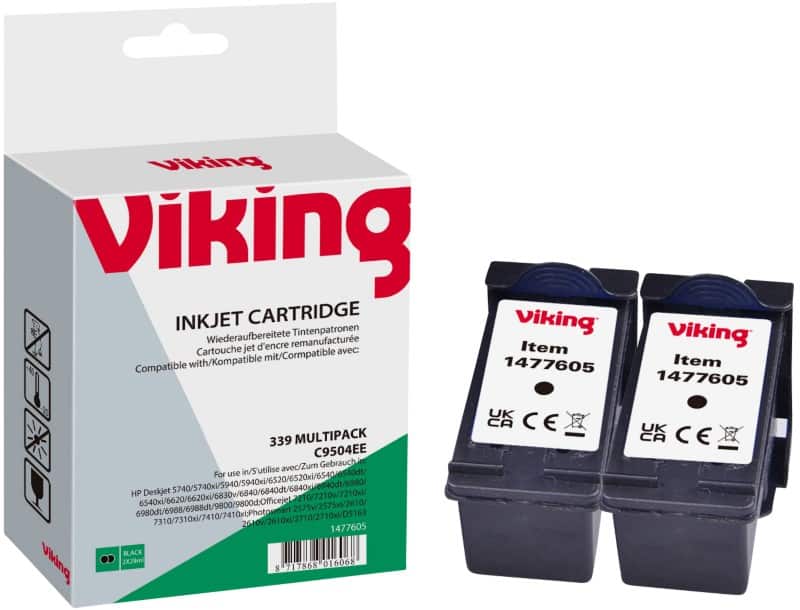 Viking 339 Kompatibel HP Tintenpatrone C8767E Schwarz Duopack 2 Stück