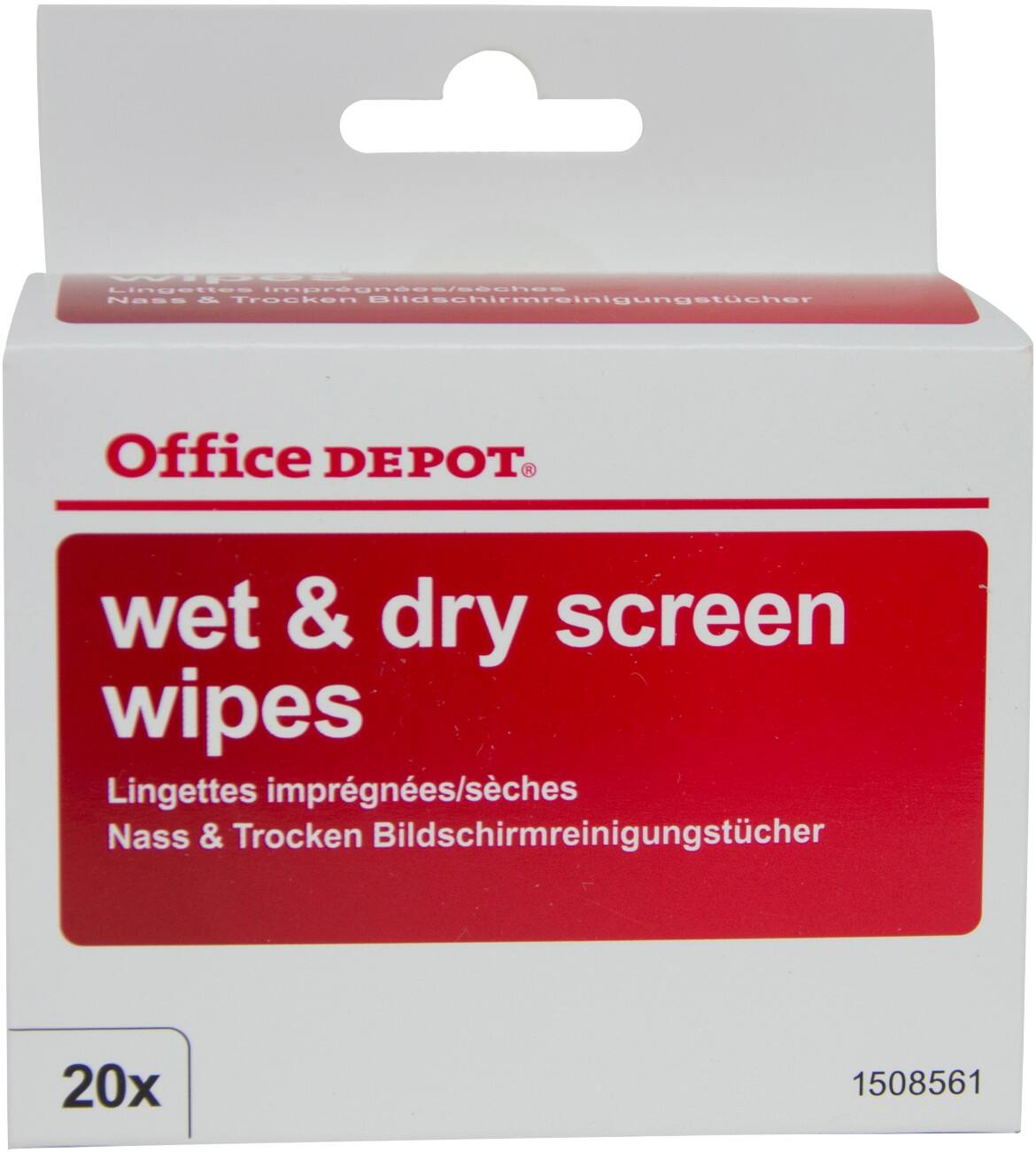 Office Depot Bildschirm-Reinigungstücher Weiß 7 x 9 cm 20 Stück