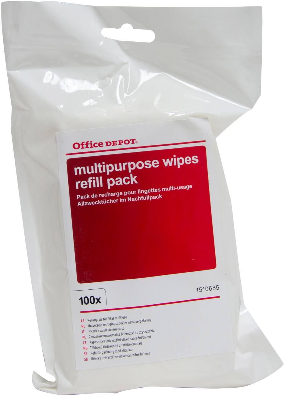 Office Depot Allzweck-Reinigungstücher im Nachfüllpack Weiß 100 Stück
