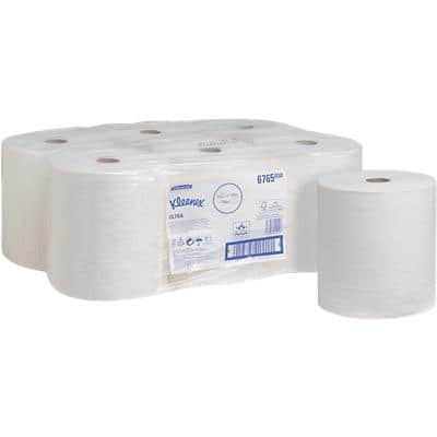 Kleenex Ultra Falthandtücher Gerollt Weiß 2-lagig 6765 6 Rollen