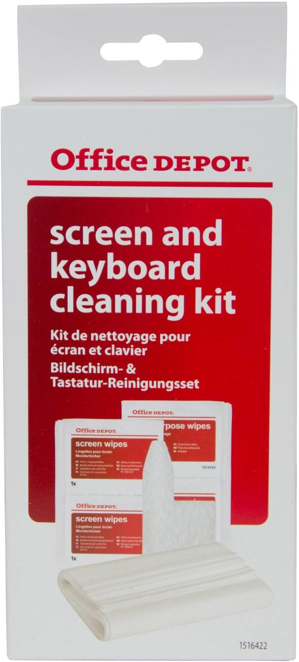 Office Depot Bildschirm- und Tastaturreinigungsset Rot, Weiß