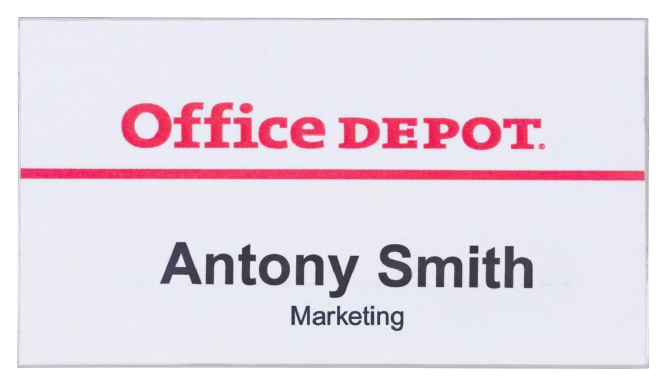 Office Depot Standard Namensschild mit Pin Querformat 75 x 40mm 50 Stück