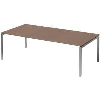 Bisley Konferenztisch Cito Walnuss, Silber 2.400 x 1.200 x 850 mm