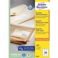 AVERY Zweckform Recycling-Universaletiketten LR3475 Weiß 70 x 36 mm 100 Blatt à 24 Etiketten