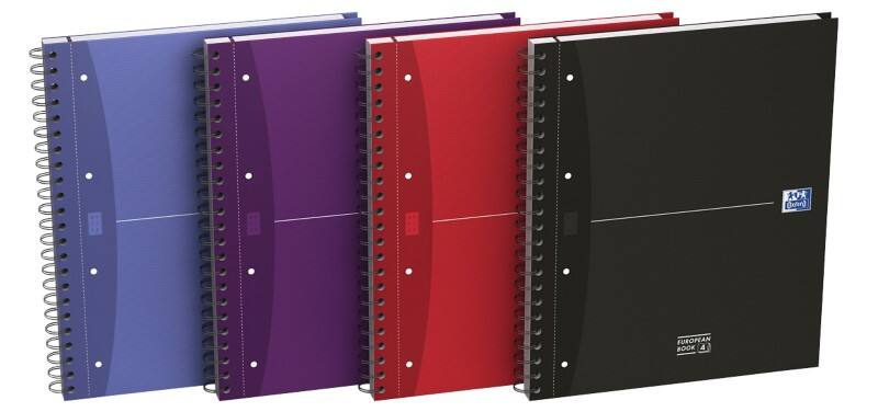 OXFORD Office Essentials Notizbuch DIN A4+ Kariert Spiralbindung Pappe Färbig sortiert 240 Seiten 120 Blatt