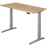 Hammerbacher Sitz- und Stehschreibtisch XBHM Rechteckig Eiche, Silber 1.600 x 800 x 720 x 65 - 130 mm