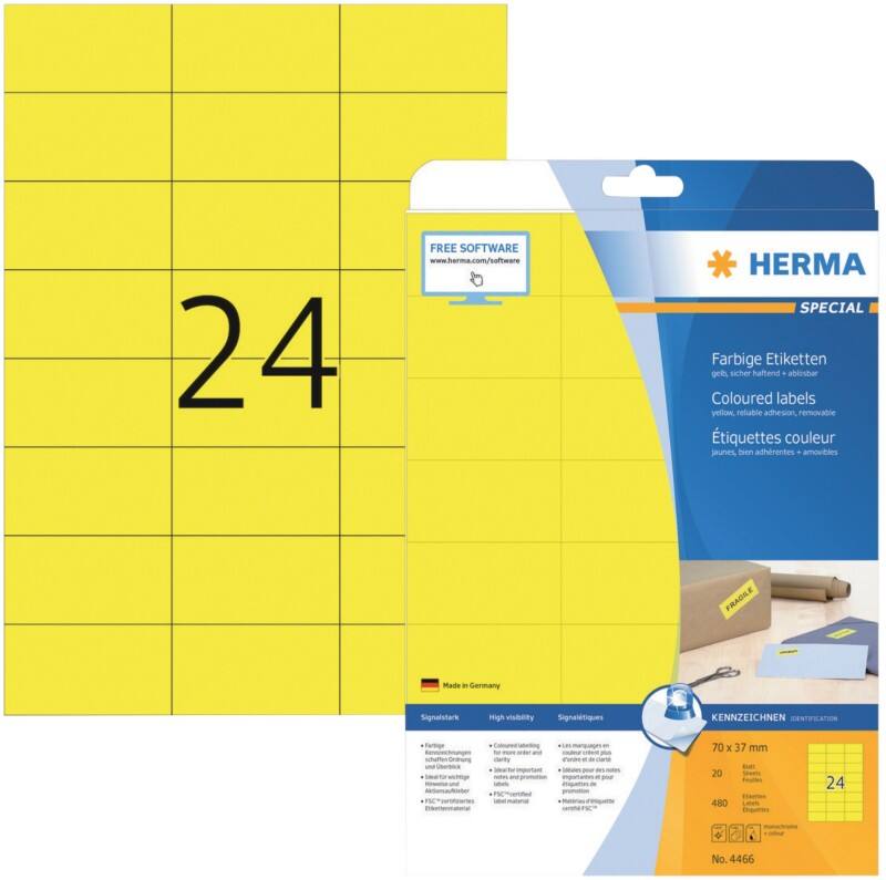 HERMA 4466 Multifunktionsetiketten SuperPrint Blau Rechteckig 480 Etiketten pro Packung