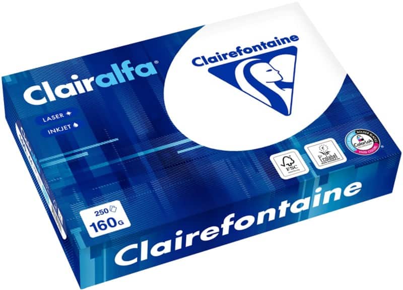 Clairefontaine Clairalfa  DIN A4 Druckerpapier Weiß 160 g/m² Glatt 250 Blatt