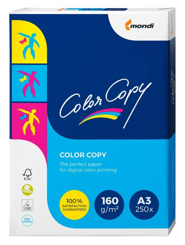 Mondi Color Copy DIN A3 Druckerpapier Weiß 160 g/m² Satin 250 Blatt