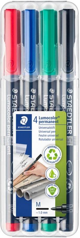STAEDTLER Lumocolor 317 OHP-Marker Mittel Rundspitze 1 mm Färbig sortiert Nachfüllbar 4 Stück
