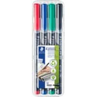 STAEDTLER Lumocolor Permanente Folienstift Mittel Rundspitze Färbig sortiert 4 Stück