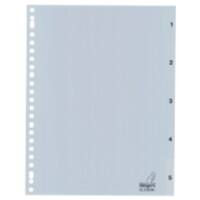 KANGARO 1 bis 5 Zahlenregister  A4 Grau 5-teilig PP (Polypropylene) 23 Löcher G405CM