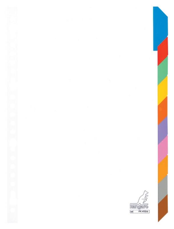 KANGARO Blanko Blanko Register  A4 Färbig sortiert 10-teilig 190 g/m² Pappkarton 23 Löcher PK410M