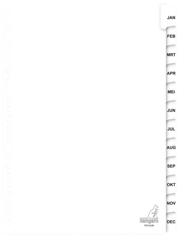 KANGARO Jan - Dez A-Z Register  A4 Weiß 10-teilig 190 g/m² Pappkarton 23 Löcher PK412JM