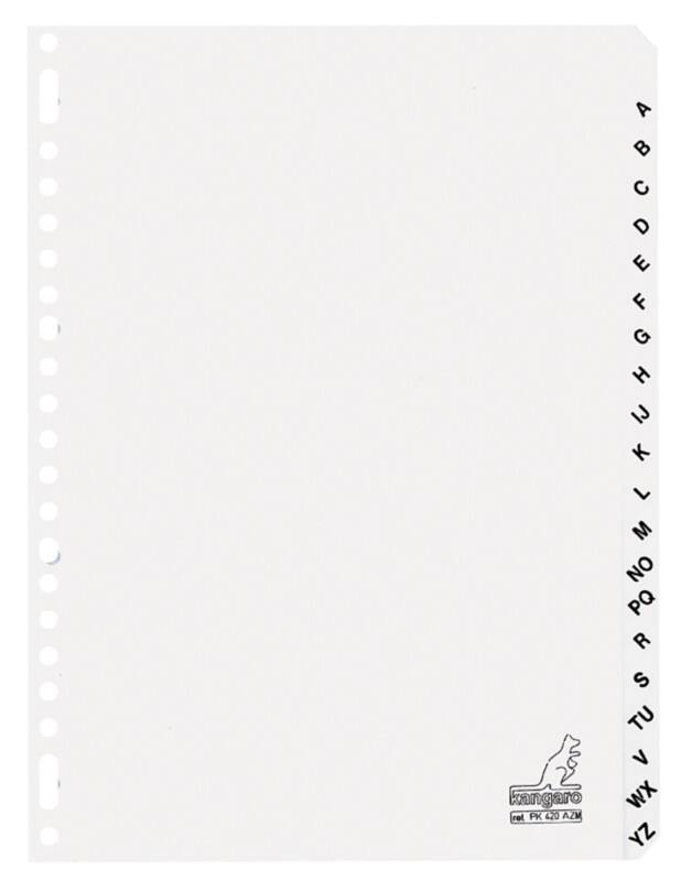 KANGARO A - Z Blanko Register  A4 Weiß 20-teilig 190 g/m² Pappkarton 23 Löcher PK420AZM