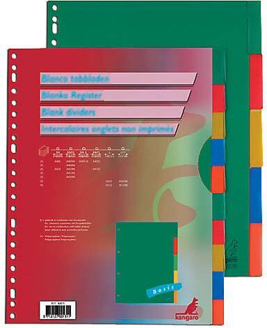 KANGARO Blanko Blanko Register  A5 Färbig sortiert 5-teilig PP (Polypropylene) 17 Löcher A505FM