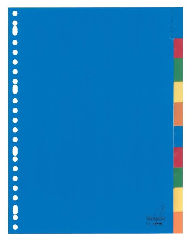 KANGARO Blanko Blanko Register  A4 Färbig sortiert 10-teilig PP (Polypropylene) 23 Löcher A410FM