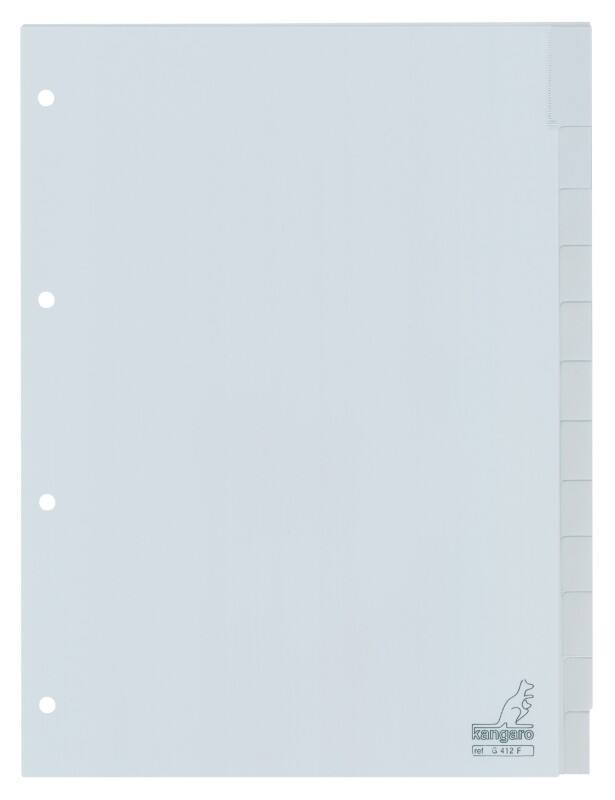 KANGARO Blanko Blanko Register  A4 Grau 1-teilig PP (Polypropylene) 4 Löcher G412F