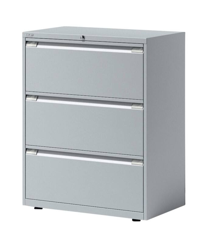 Bisley Hängeregistraturschrank mit 3 Schubladen 3 Schübe Lichtgrau 800 x 470 x 1.000 mm