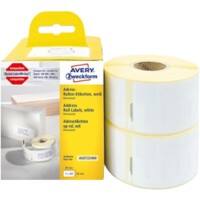 AVERY Zweckform AS0722400 Adressetiketten Selbsthaftend Schwarz auf Weiß 36 (B) x 89 (H) mm 2 Rollen à 260 Etiketten
