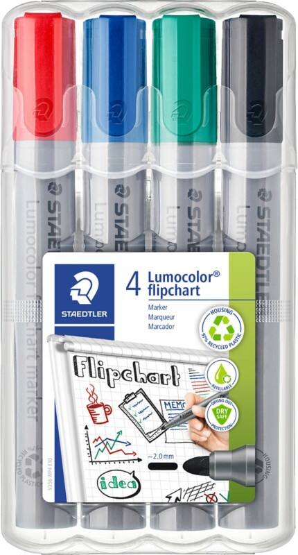 STAEDTLER Flipchart marker 356 WP4 Rundspitze 2 mm Färbig sortiert 4 Stück