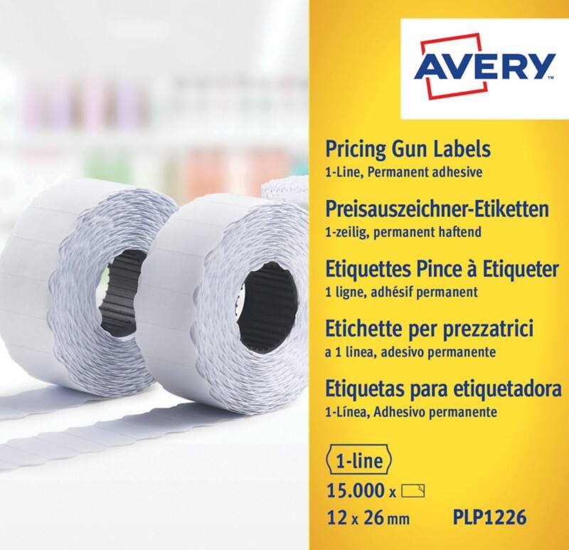AVERY Zweckform Papier Etiketten 2,6 x 1,2 cm Weiß PLP1226 10 Rollen à 1500 Etiketten