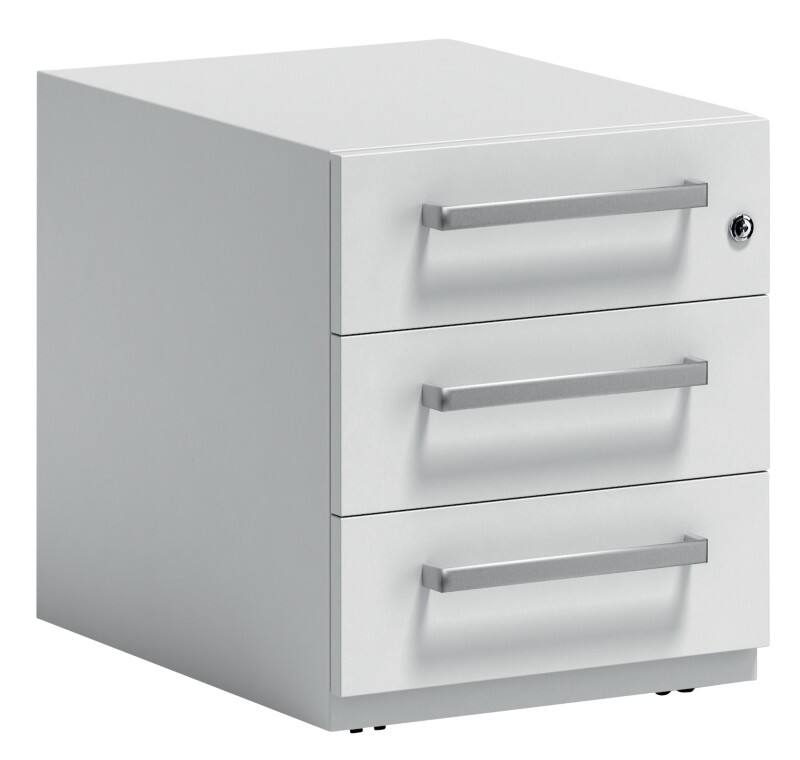 Bisley Rollcontainer Note 3 Schubladen mit Frontgriff Verkehrsweiß 420 x 565 x 495 mm