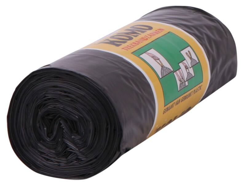 Komo Abfallsäcke 60 L  Zugband Schwarz Kunststoff 55 Mikron 15 Stück