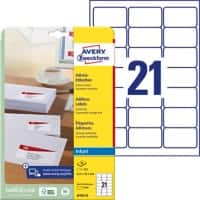 AVERY Zweckform Tintenstrahl Adressetiketten J8160-25 Ja DIN A4 Weiß 63,5 x 38,1 mm 25 Blatt à 21 Etiketten