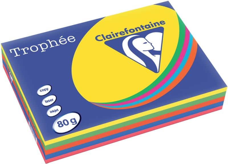 Clairefontaine DIN A4 Farbiges Papier Färbig sortiert 80 g/m² Matt 500 Blatt