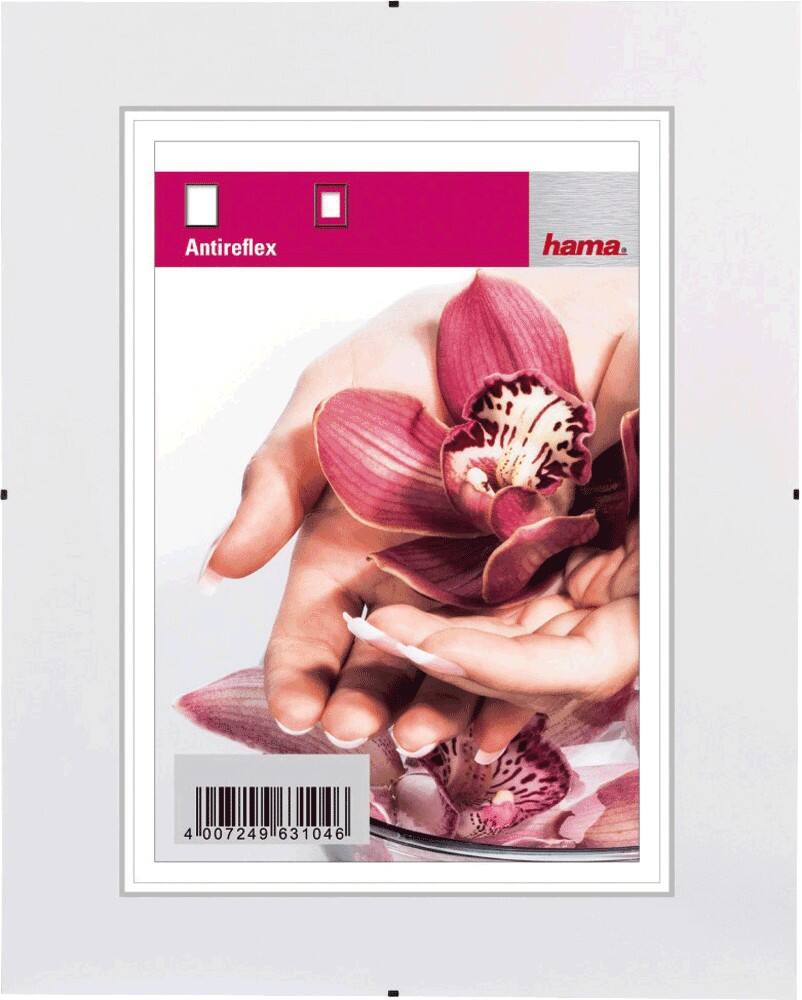Hama Rahmenloser Bildhalter / 63130, 300 x 400 mm Clip-Fix, Anti-Reflex-Glas
