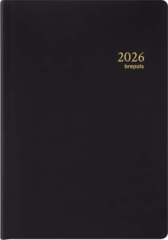 Brepols Terminplaner 2026 1 Woche / 2 Seiten Deutsch, Englisch, Französisch, Niederländisch Schwarz
