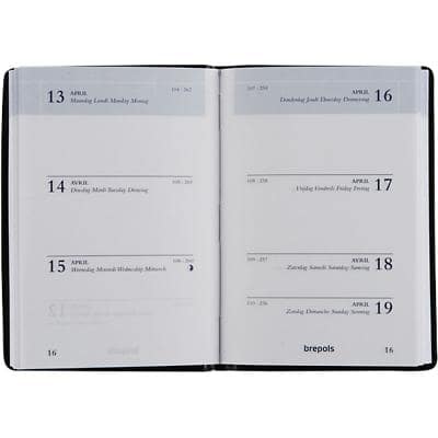Brepols Buchkalender Armada Seta A6 2023 1 Woche/2 Seiten Kunstleder Schwarz Deutsch, Englisch, Französisch, Niederländisch 102 x 71 x 7 cm