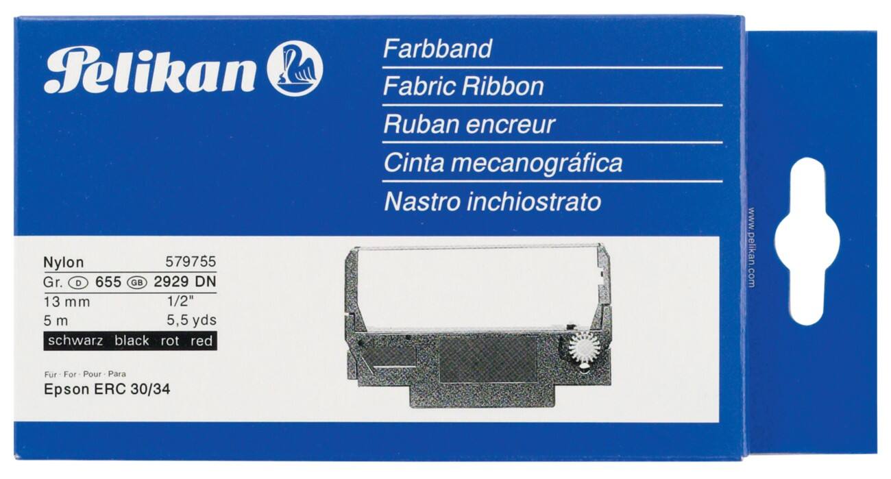 Pelikan Kassenfarbband 1,3 cm Schwarz, Rot